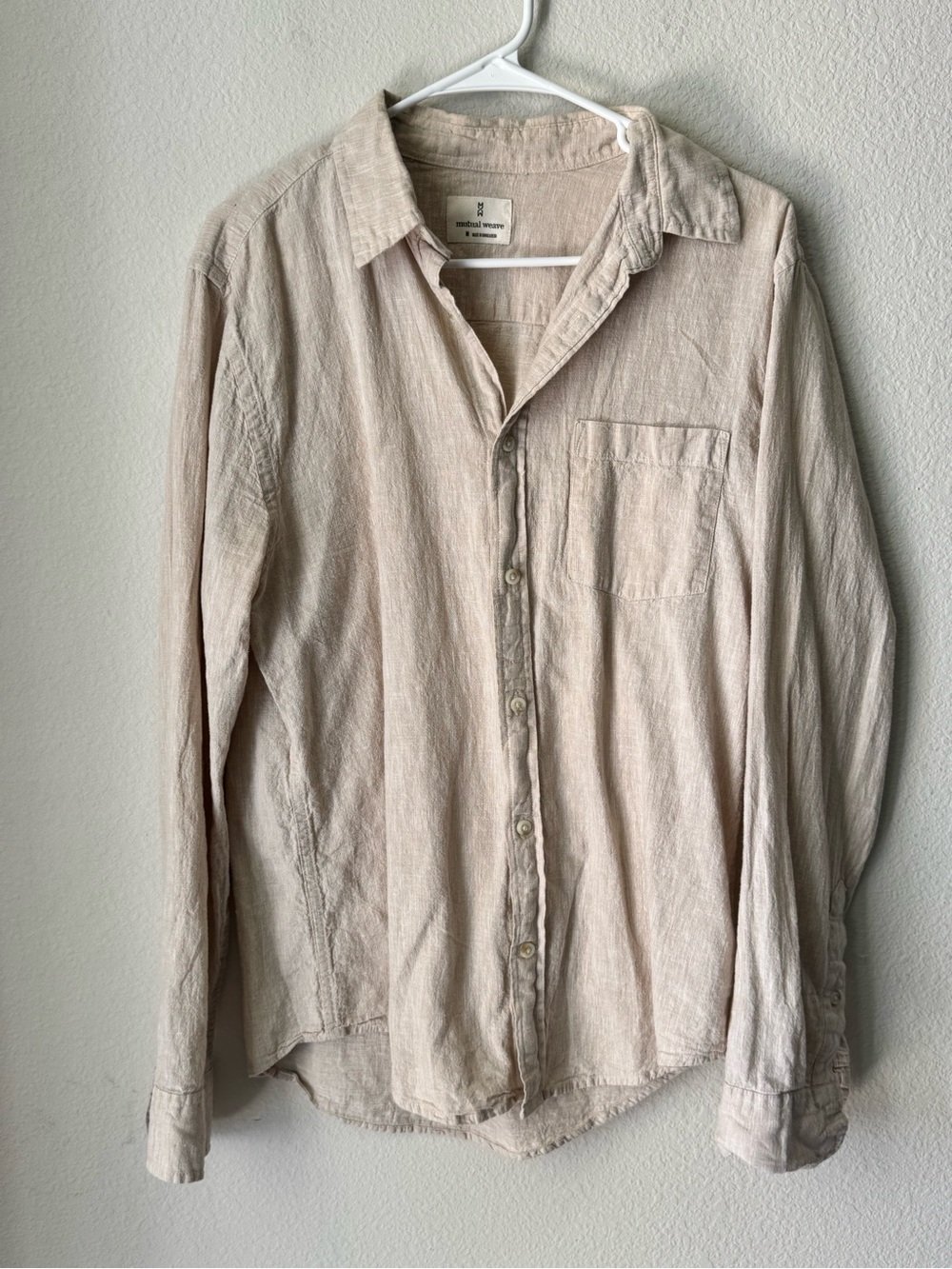 Light Neutral Linen-Cotton Top - Soft Textured Fabric